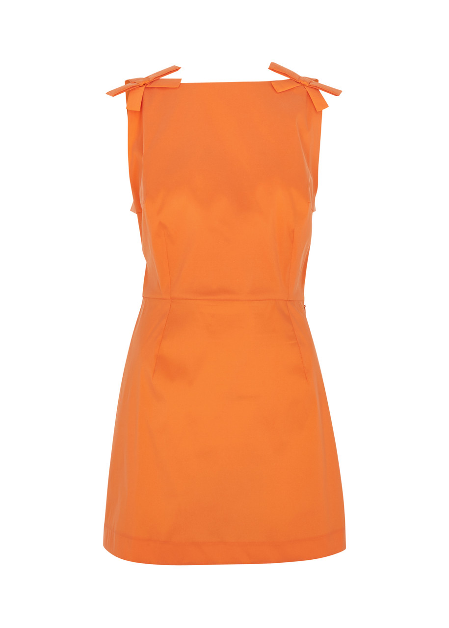 bernadette orange dress BERNADETTE Kim Open-back Bow-detailed Taffeta Mini Dress