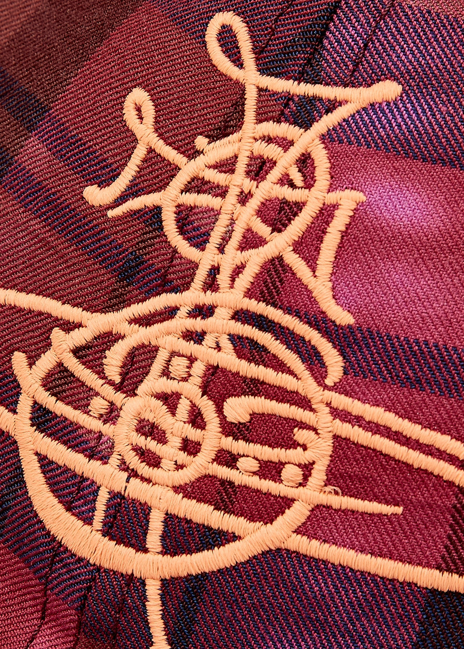 VIVIENNE WESTWOOD Checked logo-embroidered cotton-blend cap VIVIENNE WESTWOOD Checked logo-embroidered cotton-blend cap