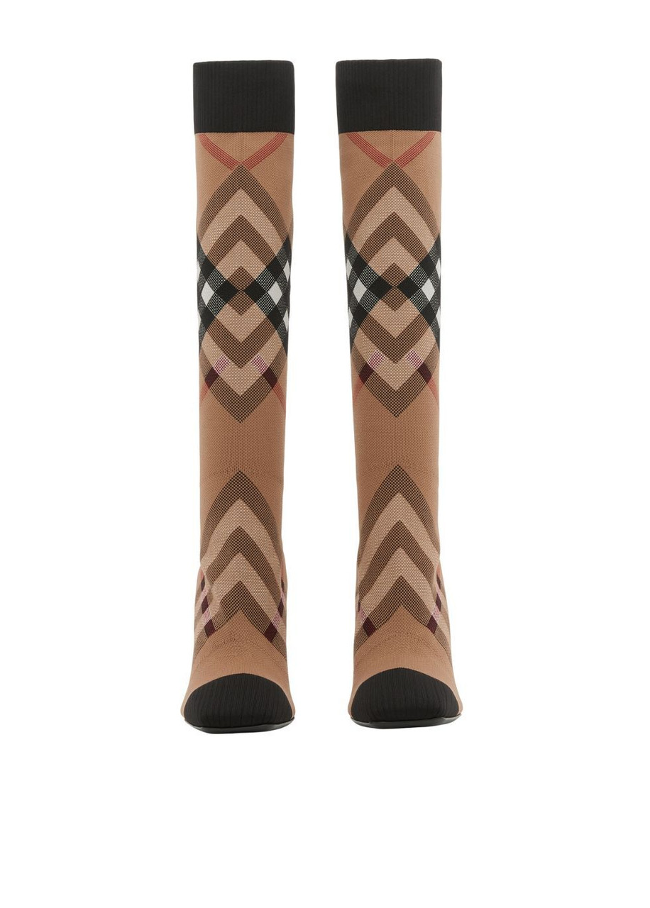 BURBERRY Knitted check sock boots | Harvey Nichols