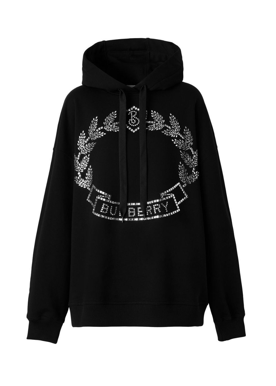 ☆SALE☆【BURBERRY】ブラック Oak Leaf Crest フーディ BURBERRY Crystal oak leaf crest cotton oversized hoodie