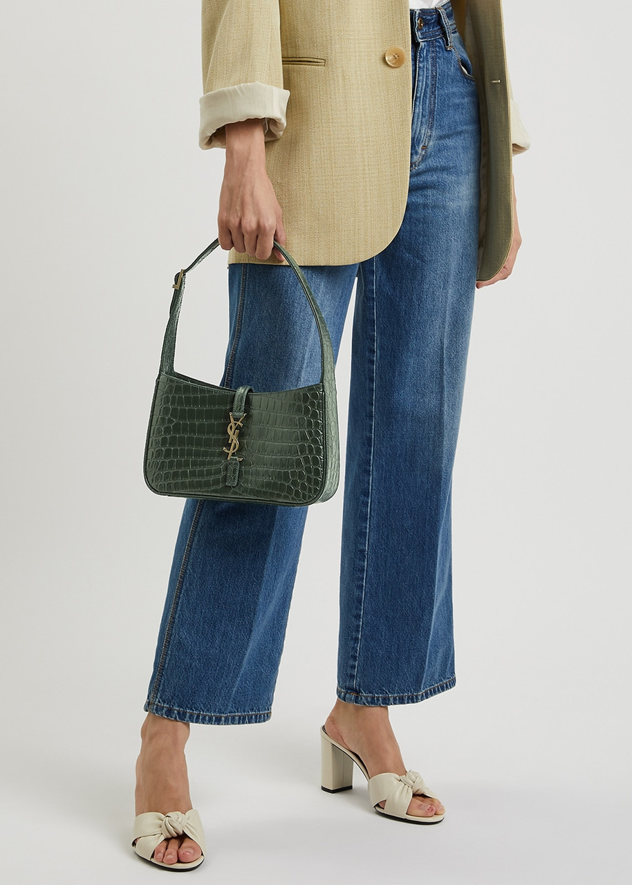 Le 5 A 7 Large Suede Tote Bag in Green - Saint Laurent