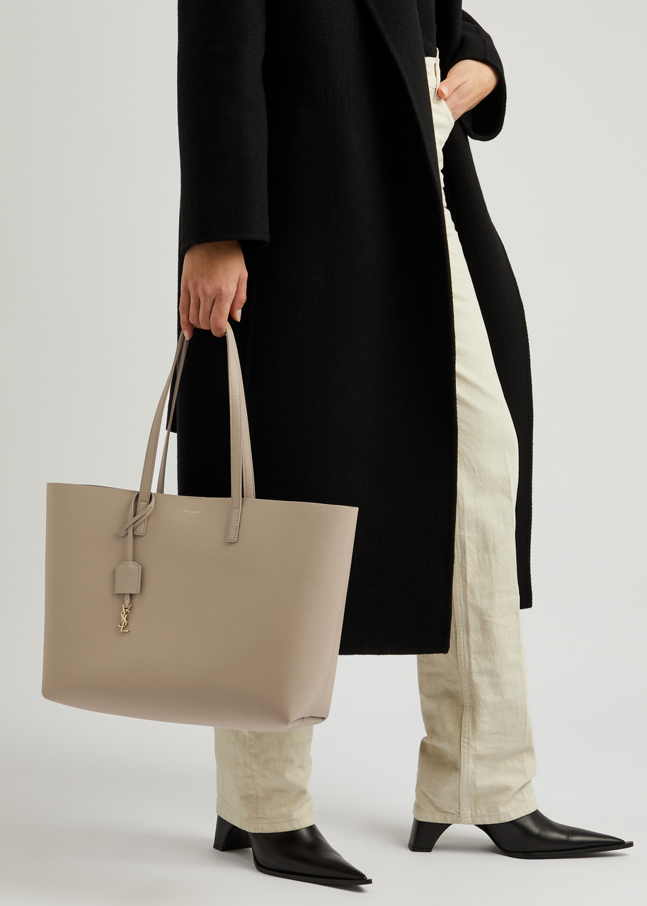 East West large leather tote