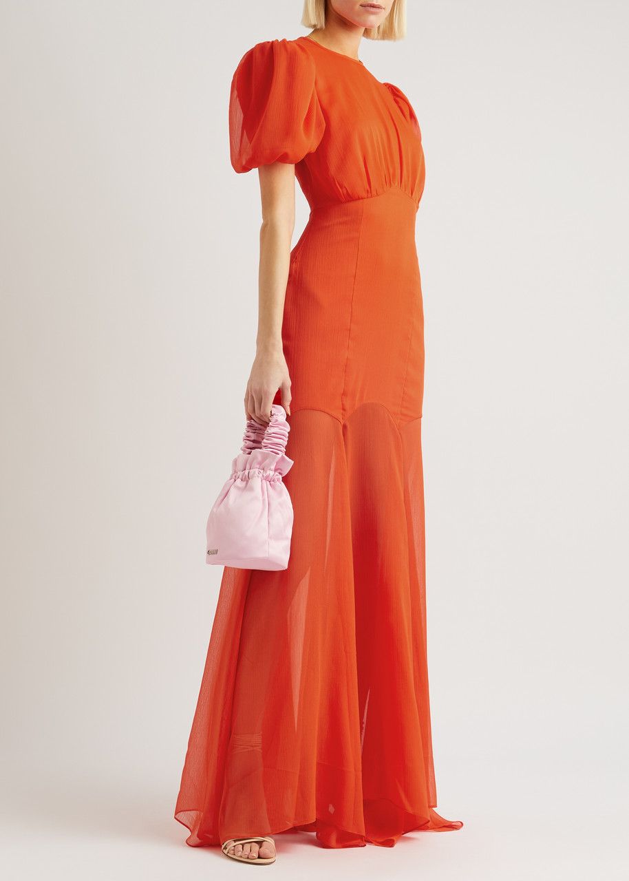 DE LA VALI Agua pliss chiffon maxi dress | Harvey Nichols