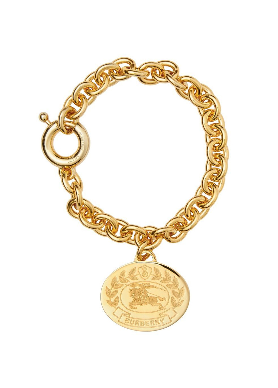 Engraved ekd gold-plated chain-link bracelet