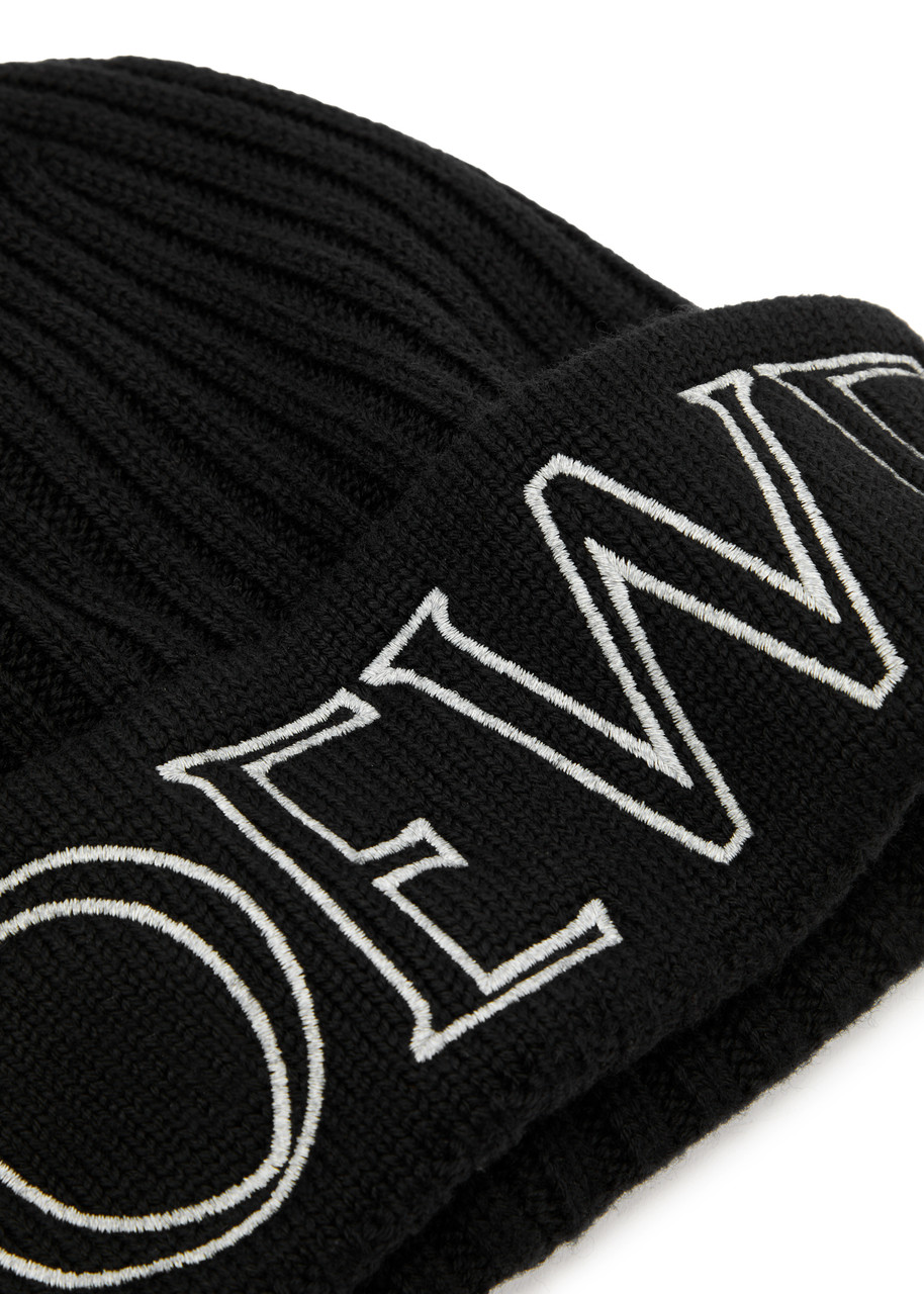 LOEWE Logo-embroidered ribbed wool beanie | Harvey Nichols