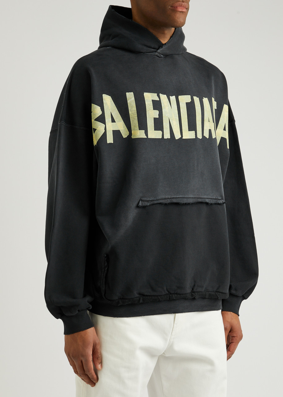 BALENCIAGA Tape logo hooded cotton sweatshirt | Harvey Nichols