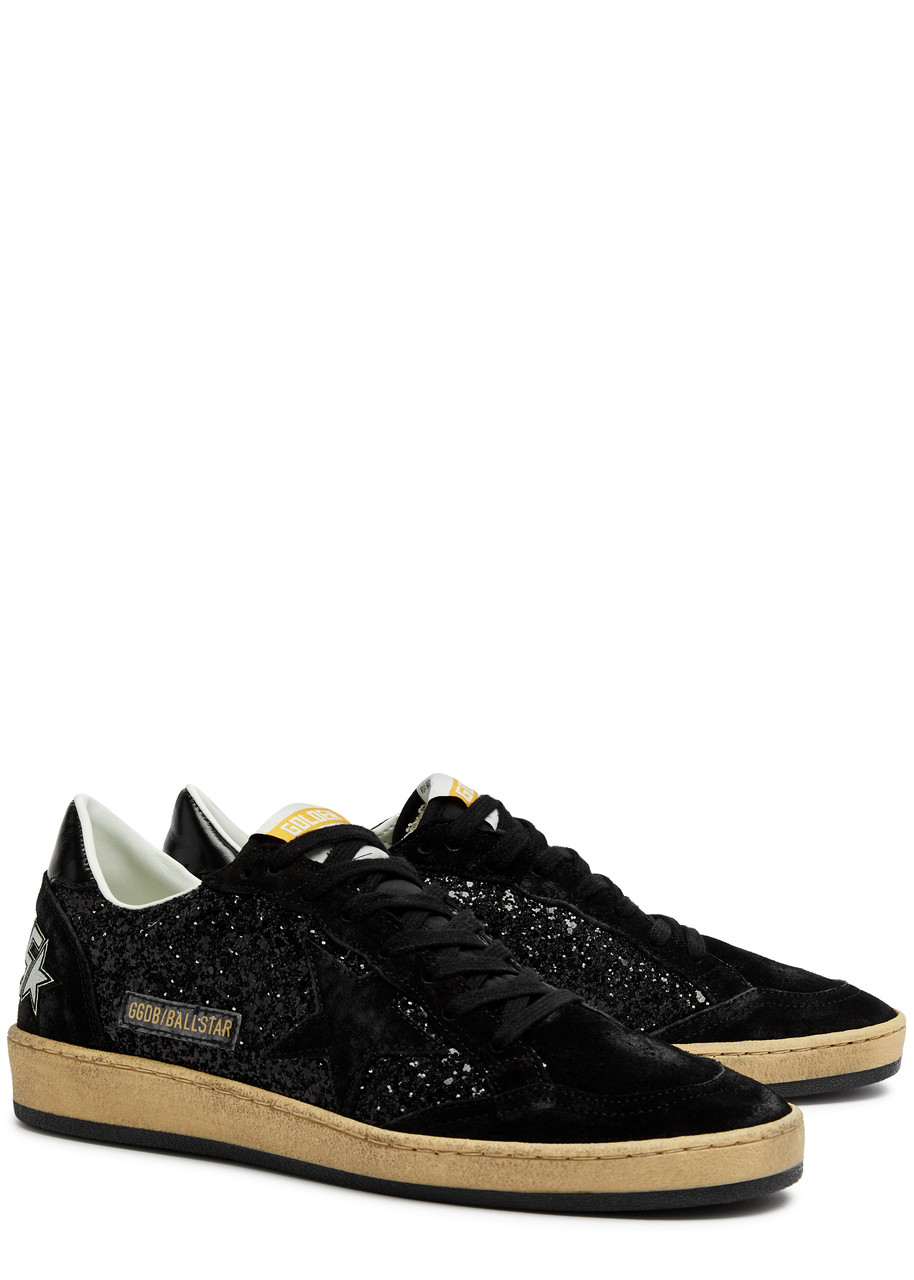 GOLDEN GOOSE Ball Star distressed glittered suede sneakers | Harvey Nichols
