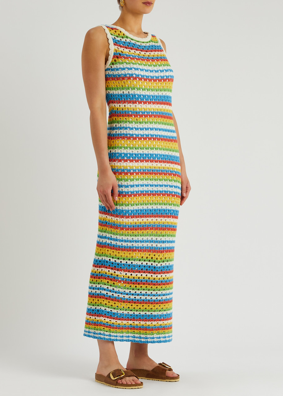 KITRI Bunty striped crochet-knit maxi dress | Harvey Nichols