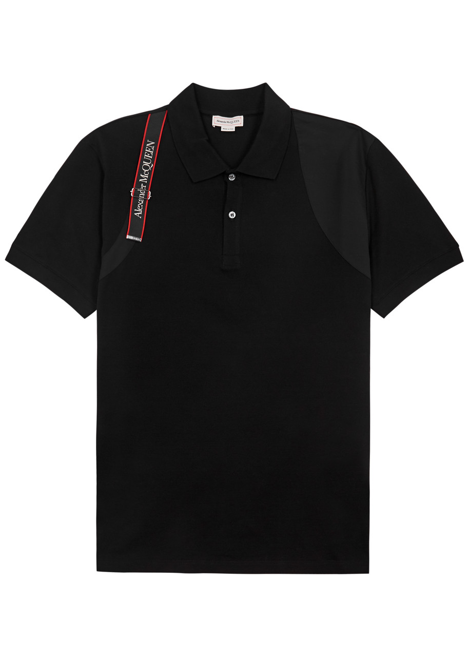 ALEXANDER MCQUEEN Harness piqué-cotton polo shirt | Harvey Nichols