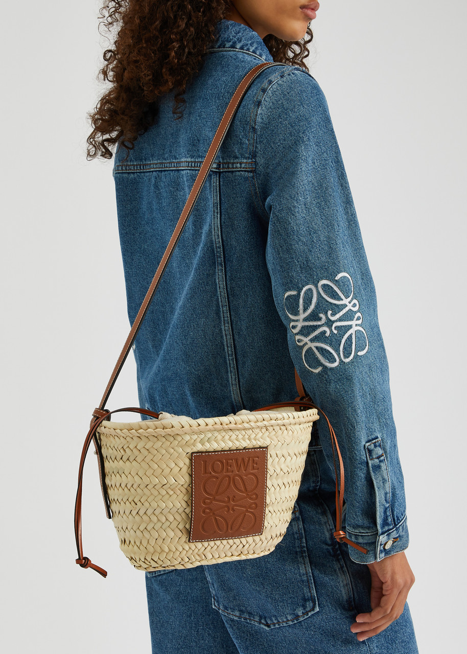 LOEWE Canvas and raffia basket bag