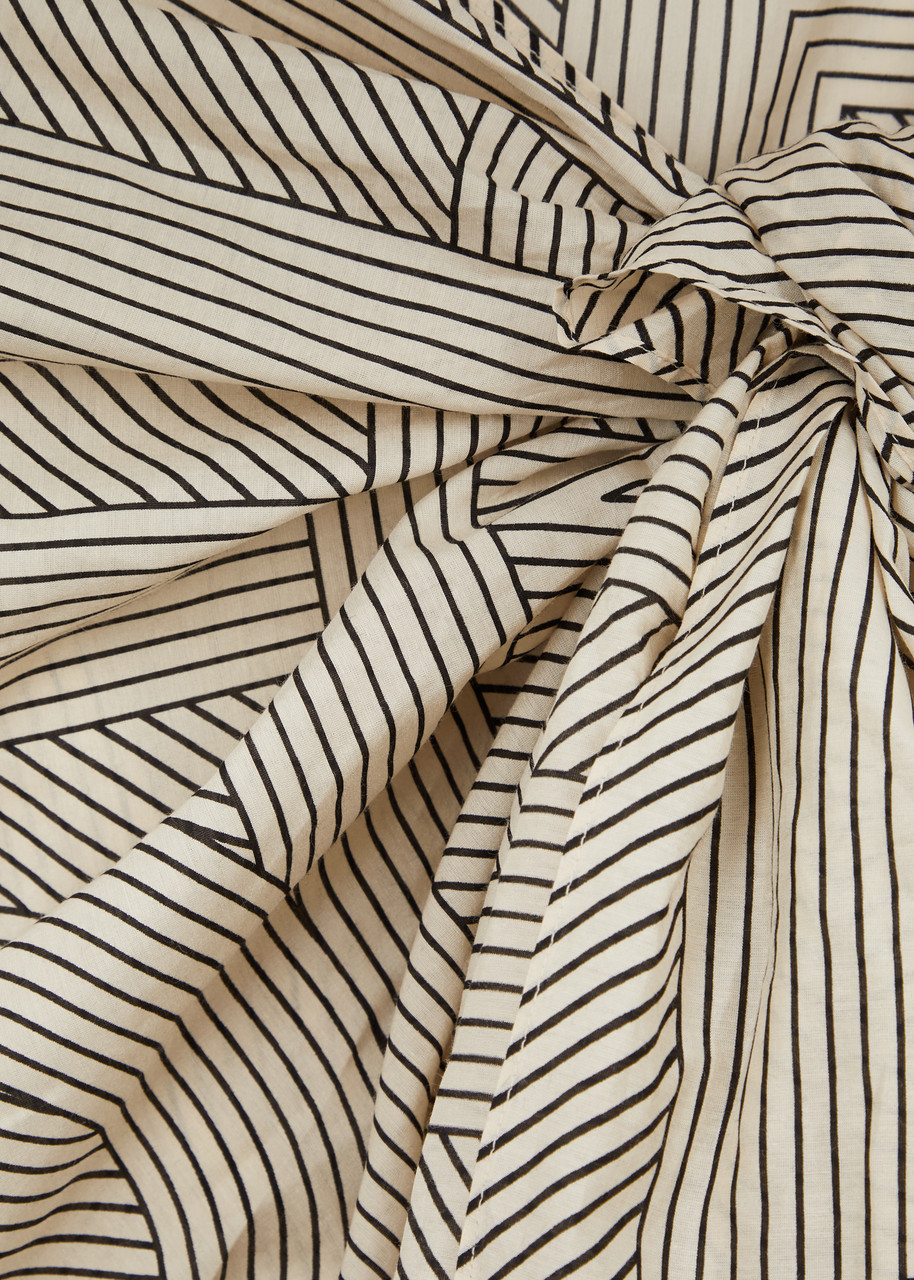 Striped monogram cotton silk sarong creme – Totême