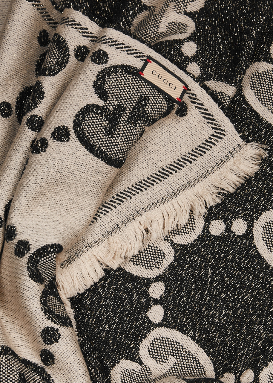 GUCCI Lady Nest GG-jacquard metallic-weave scarf | Harvey Nichols