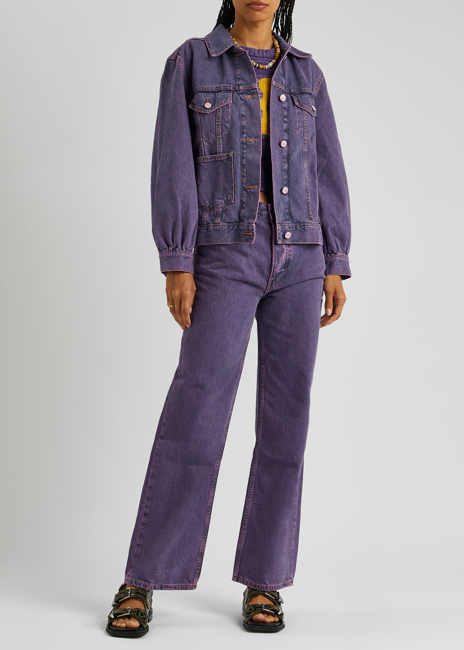 GANNI Overdyed bleached denim jacket | Harvey Nichols