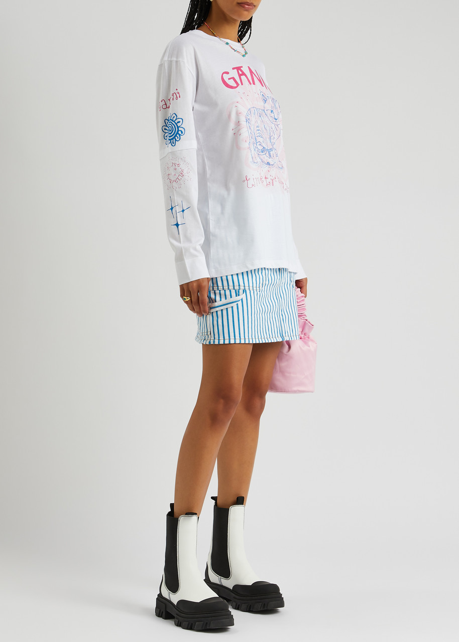 Ganni Women's Denim Miniskirt White main image 1
