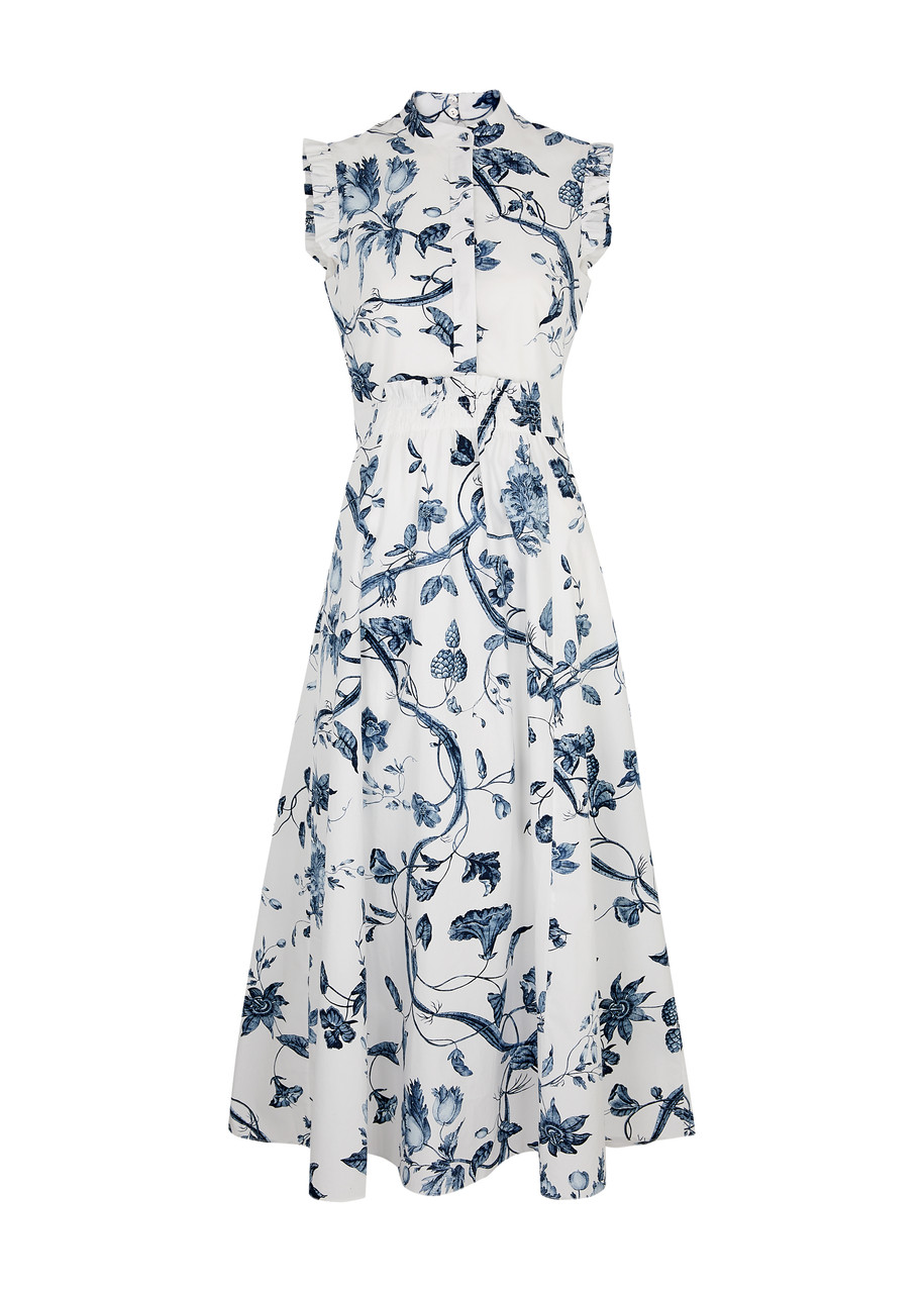 ERDEM Floral-print cotton midi dress | Harvey Nichols ERDEM Floral-print cotton midi dress | Harvey Nichols