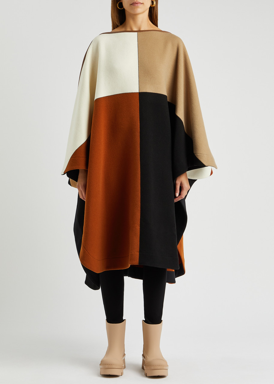 CHLOE Patchwork wool-blend poncho | Harvey Nichols