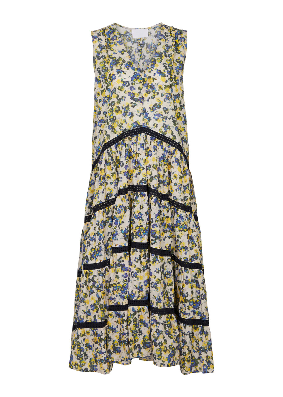 MERLETTE Wallis floral-print cotton midi dress | Harvey Nichols