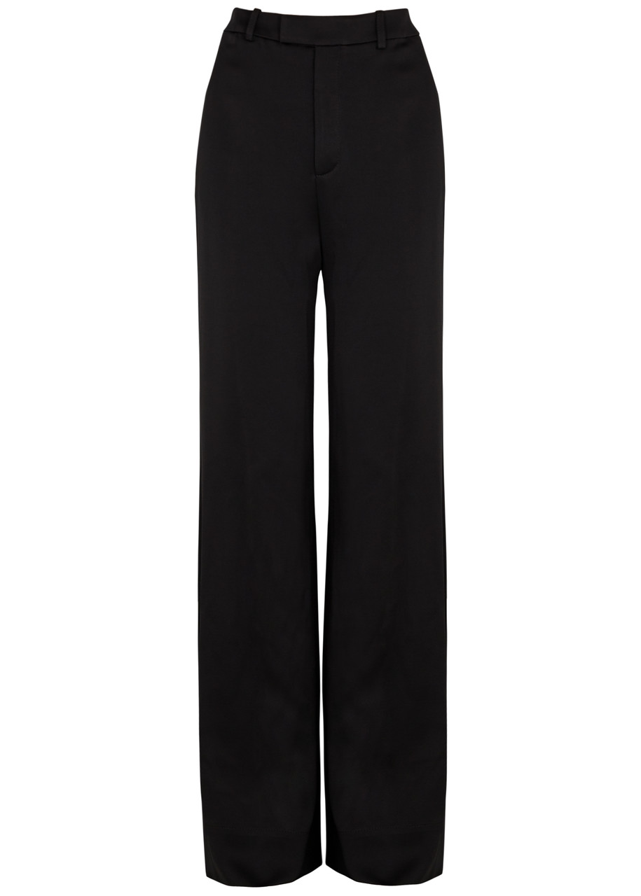 【関税&送料込み】Saint Laurent Satin Pants SAINT LAURENT Wide-leg satin trousers | Harvey Nichols