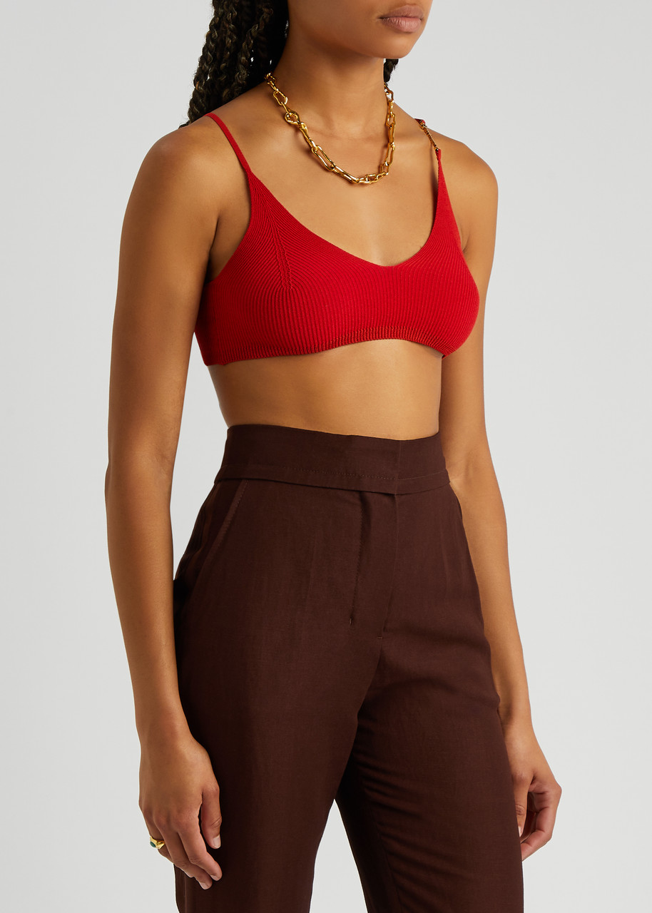 brown Le Bandeau asymmetric bra top JACQUEMUS 231JS055-2307 850