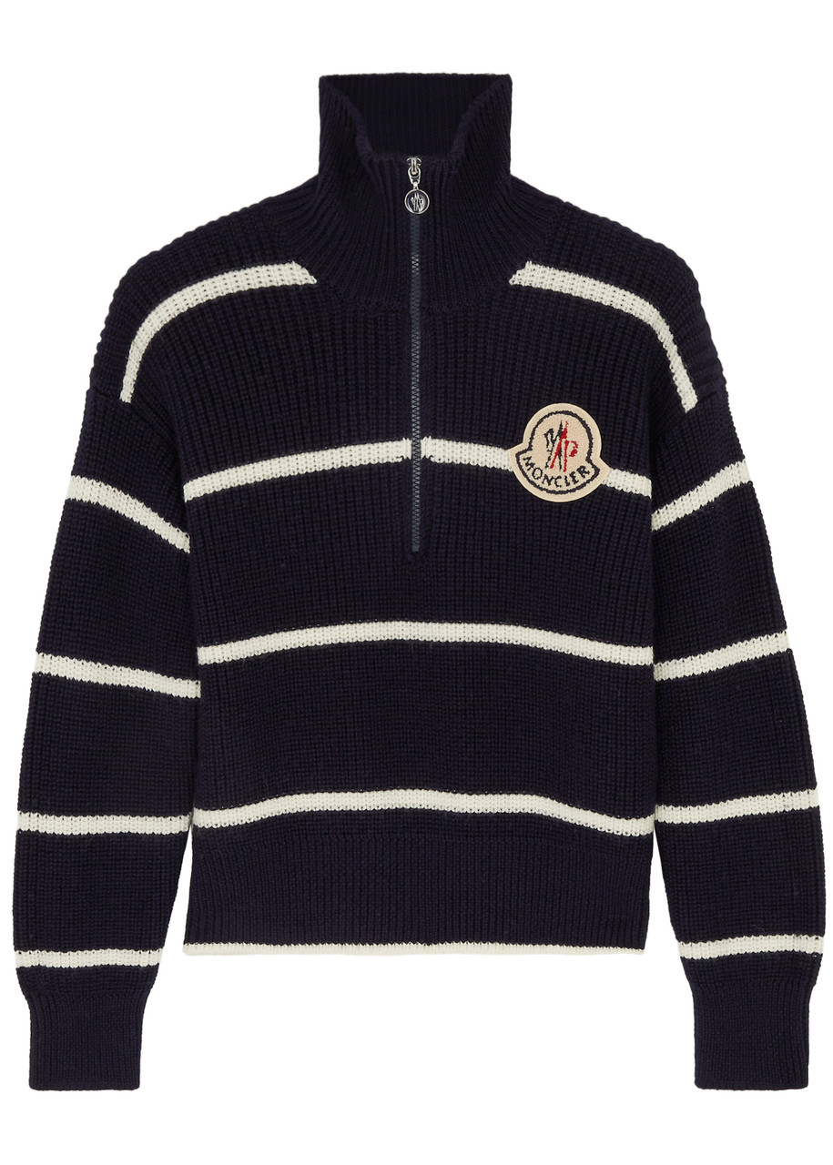 MONCLER Striped half-zip wool jumper Harvey Nichols