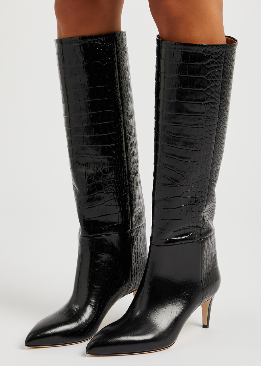 PARIS TEXAS 60 crocodile-effect leather knee-high boots | Harvey
