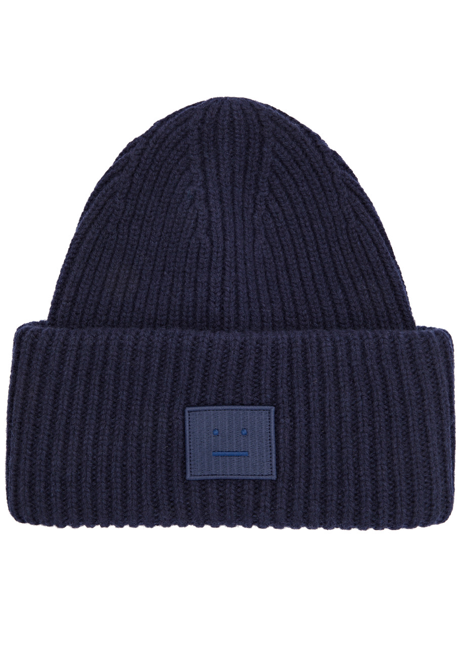 ACNE STUDIOS Pansy logo ribbed wool beanie | Harvey Nichols