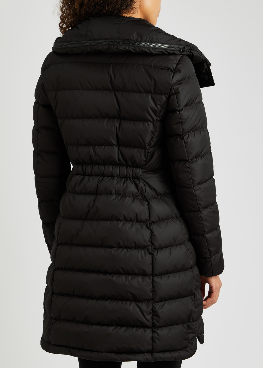 MONCLER Nylon Flammette hoodie logo patch down coat outer Navy 0