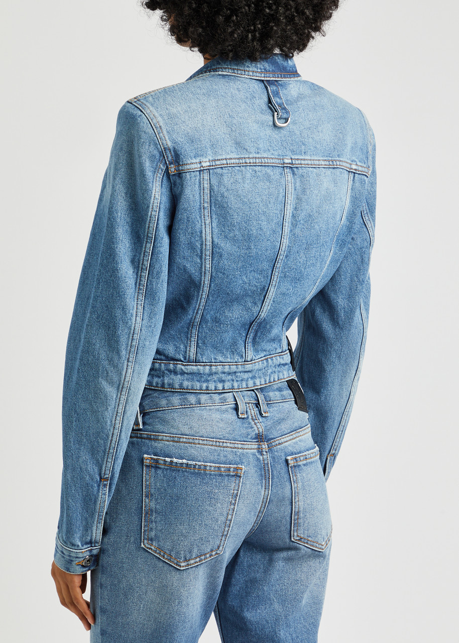 OFF-WHITE Cargo cropped denim jacket | Harvey Nichols