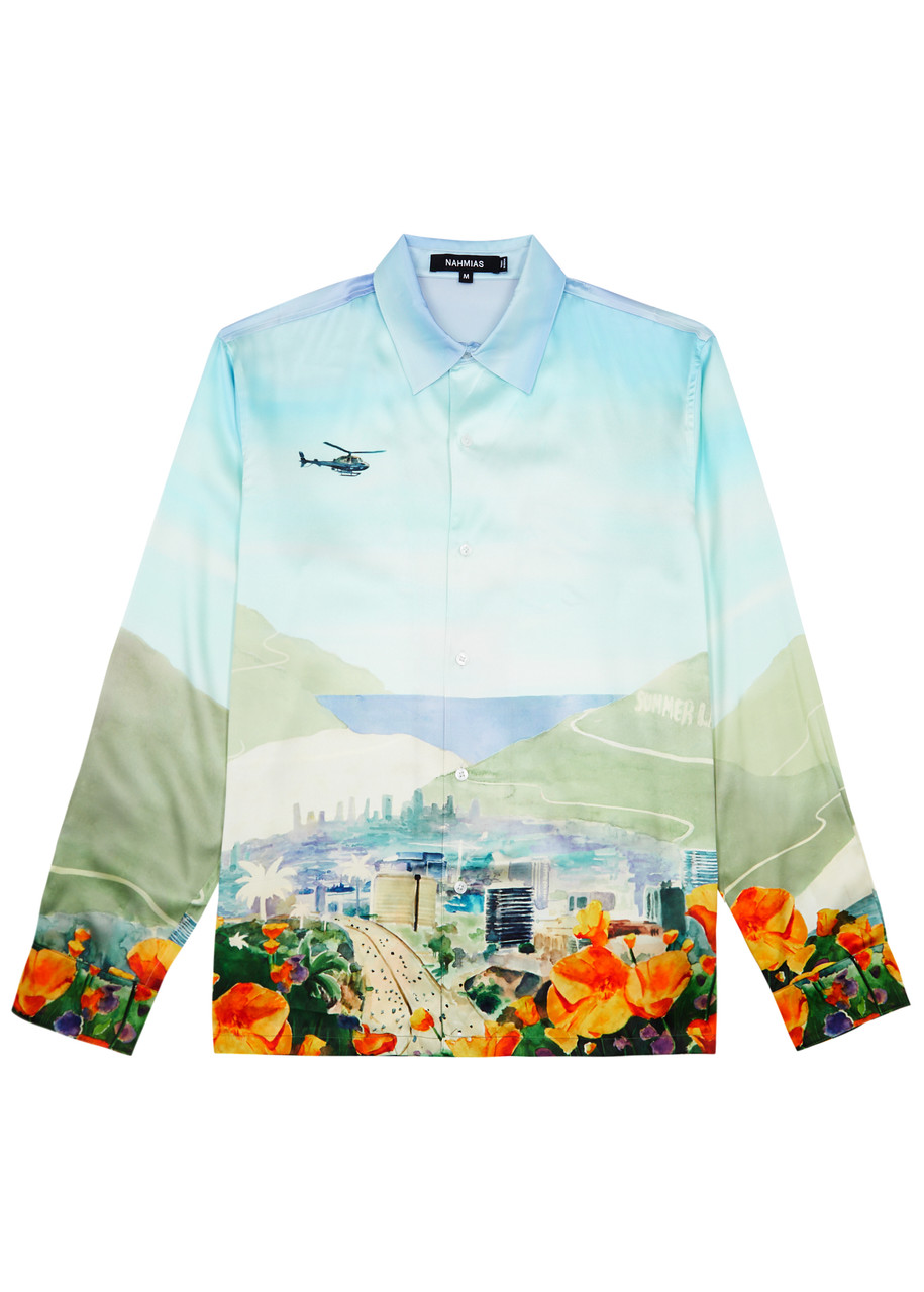 NAHMIAS Helicopter printed stretch-silk shirt | Harvey Nichols