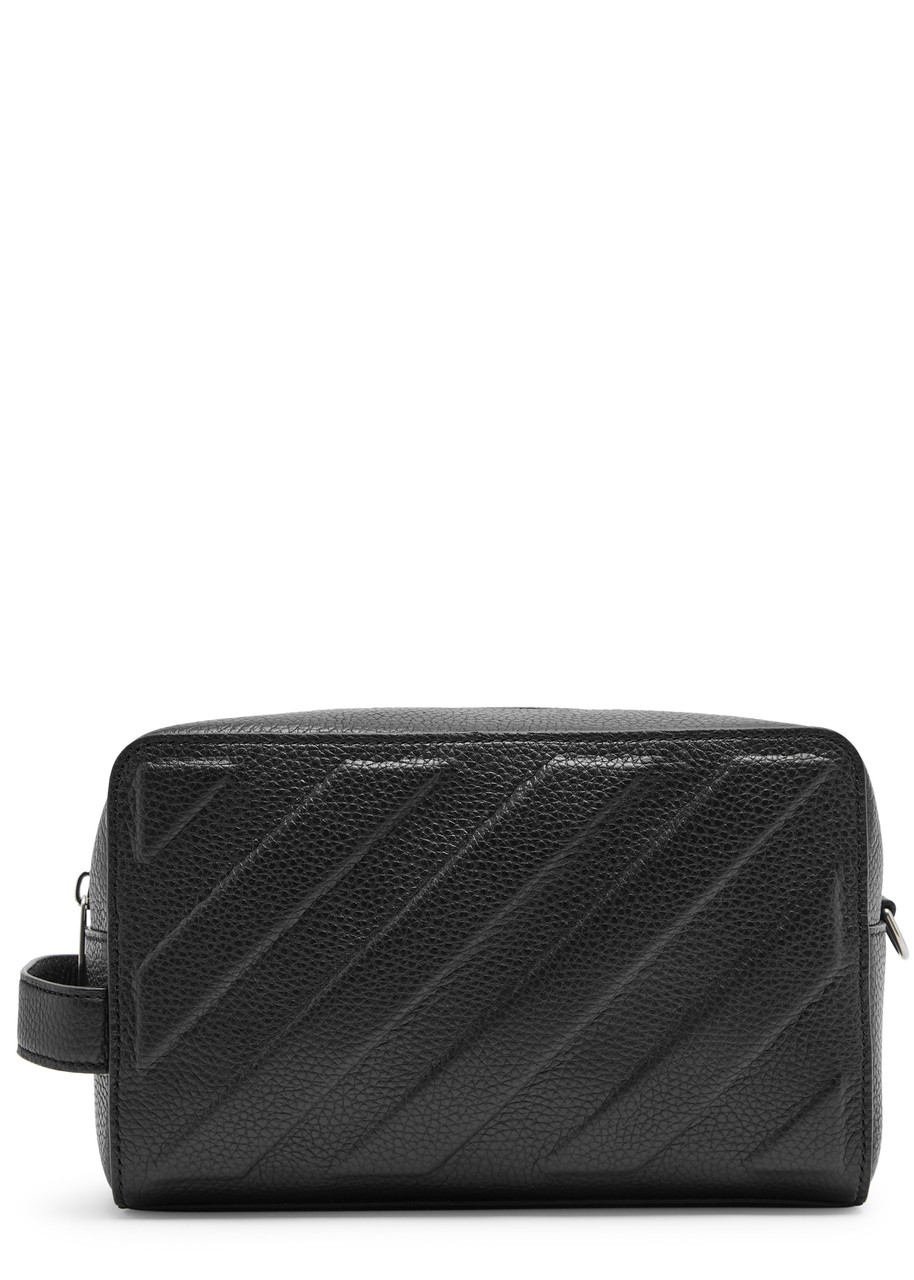 FENDI: laptop pouch in grained leather with embossed logo - Black