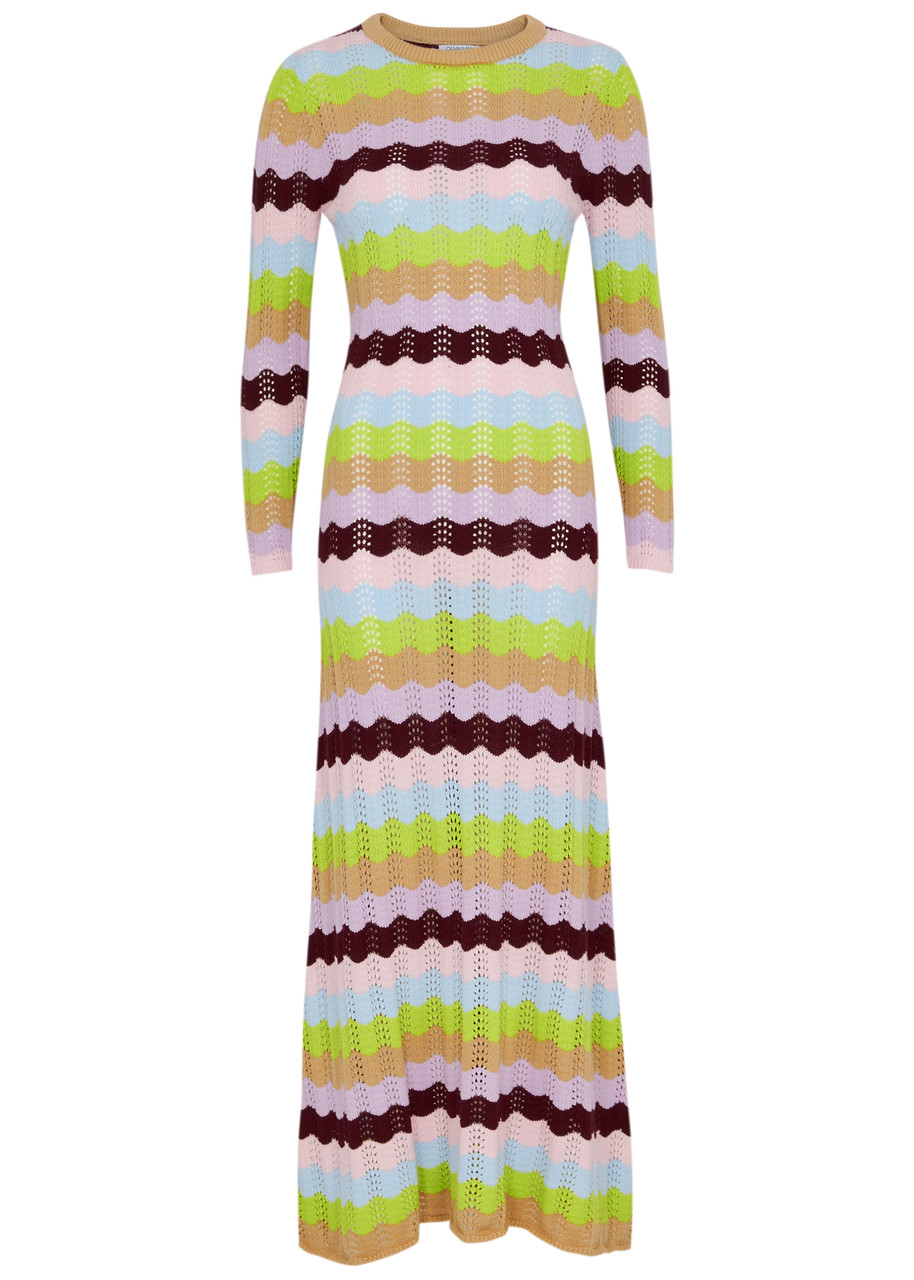 OLIVIA RUBIN Mirabel striped pointelle-knit maxi dress | Harvey Nichols