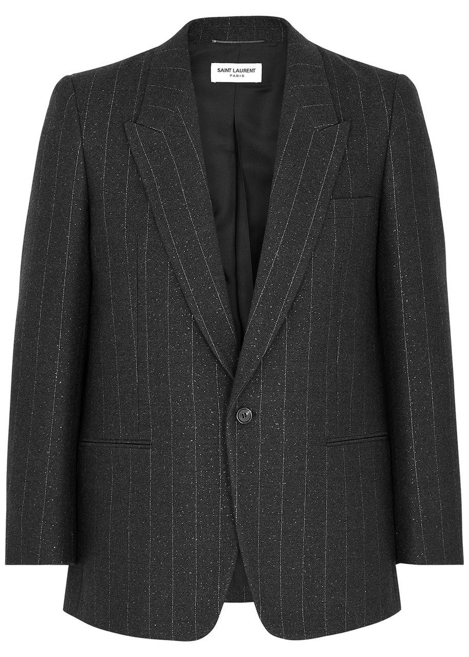 【関税&送料込】Saint Laurent Pinstriped Wool Straight-Leg P SAINT LAURENT Pinstriped wool-blend blazer | Harvey Nichols