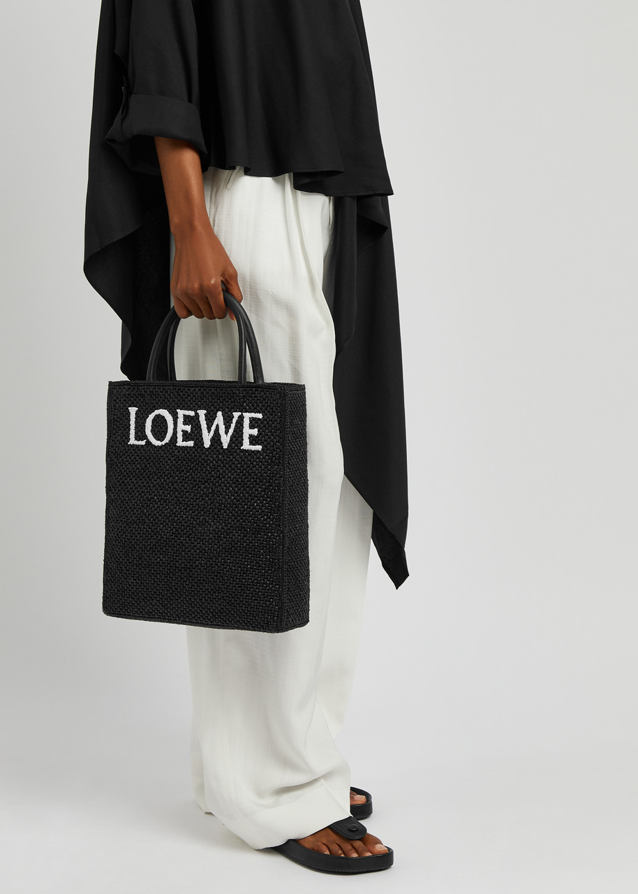 Standard A4 Tote bag in raffia Natural/Black - LOEWE