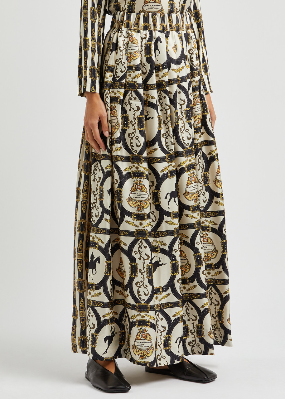 LA PRESTIC OUISTON Florence printed silk-satin skirt | Harvey Nichols