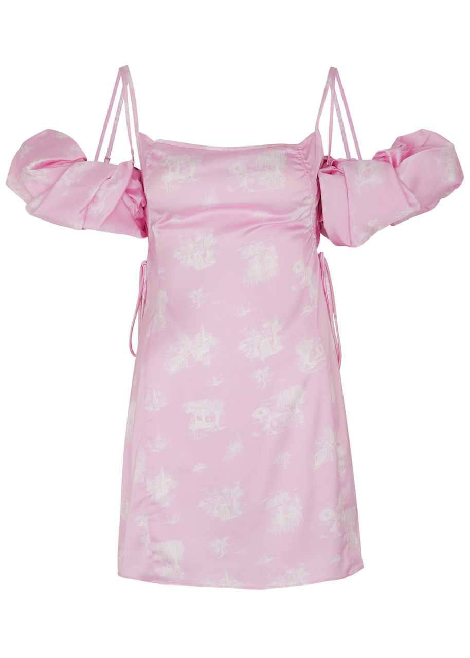 JACQUEMUS La Mini Robe Chouchou printed satin mini dress Harvey