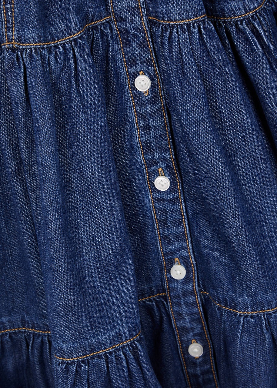 VERONICA BEARD Arnetta belted denim midi dress | Harvey Nichols