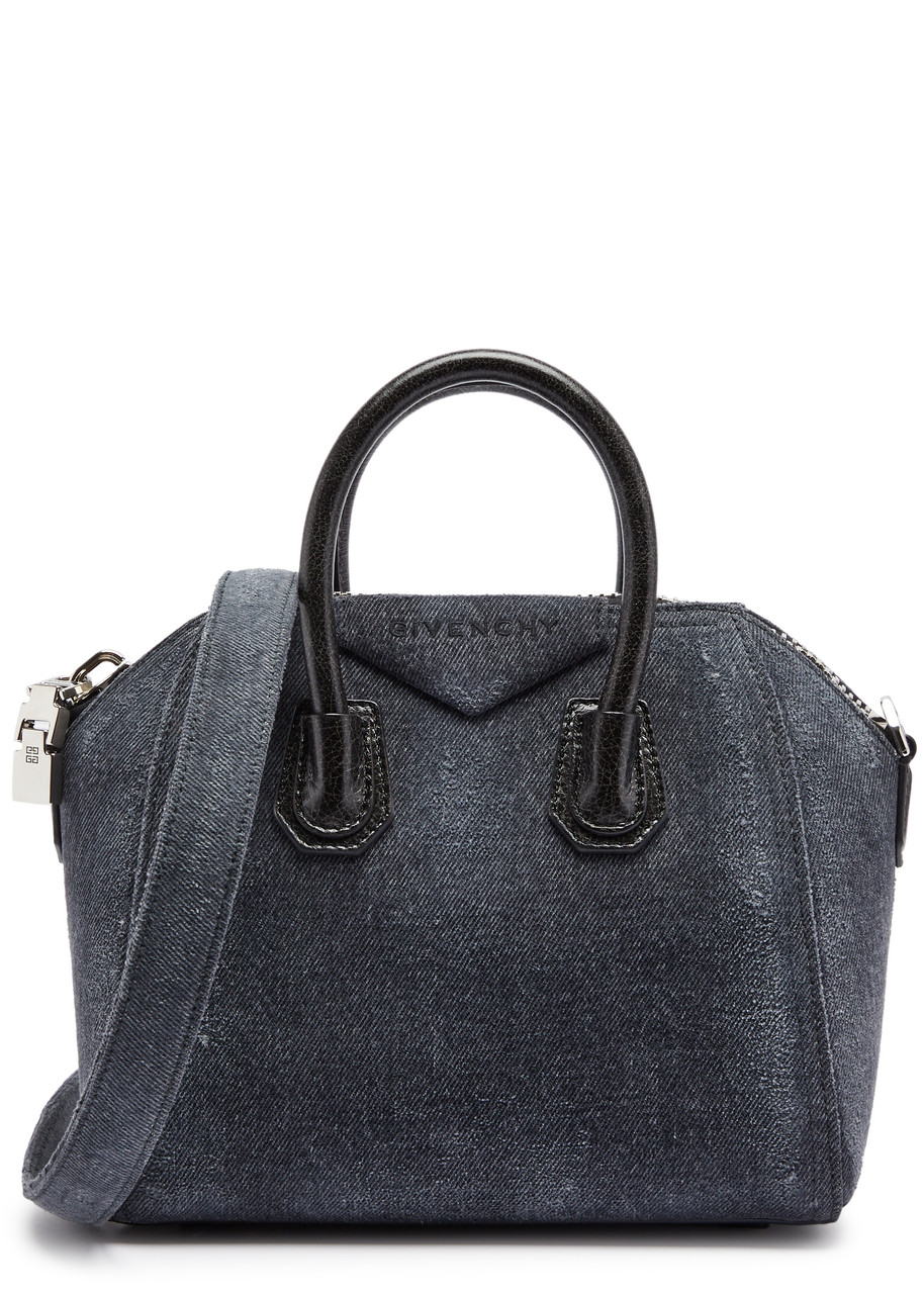 Givenchy Black Mini Antigona Denim Top Handle Bag