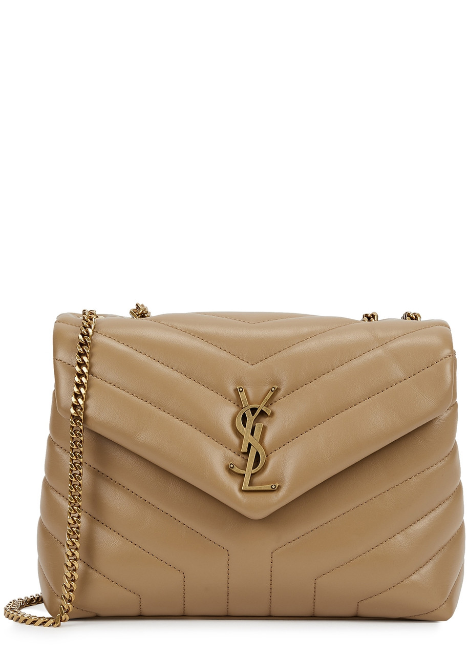 Saint Laurent Beige Small Loulou Chain Bag in Natural