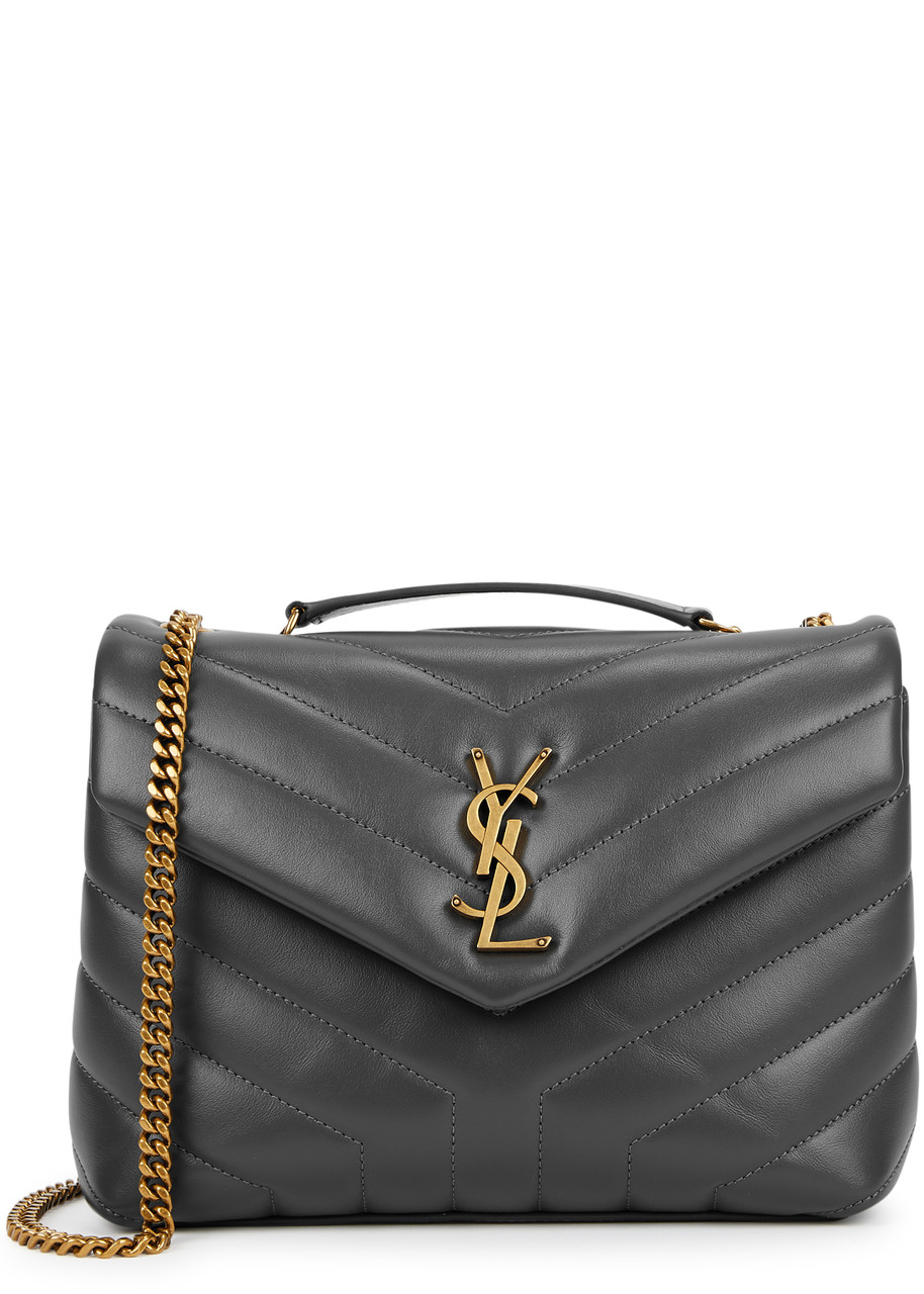 Saint Laurent Loulou Small Leather Shoulder Bag, Shoulder Bag, Grey - Dark Grey