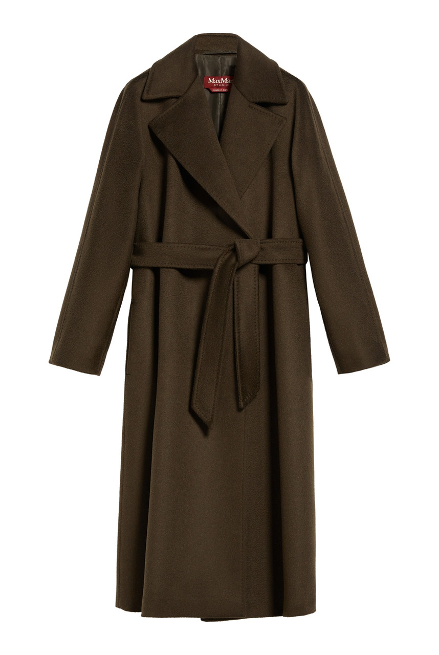 コート Max Mara Studio Burgundy cashmere and wool Canneti coat MAX MARA STUDIO Canneti Belted Coat