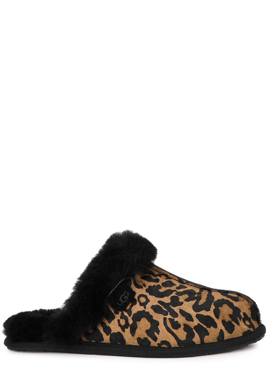 UGG Scuffette II panther-print calf hair slippers Harvey Nichols1