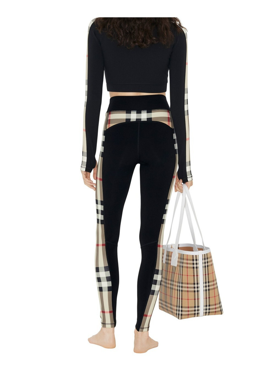 BURBERRY Check Trim Stretch Jersey Leggings