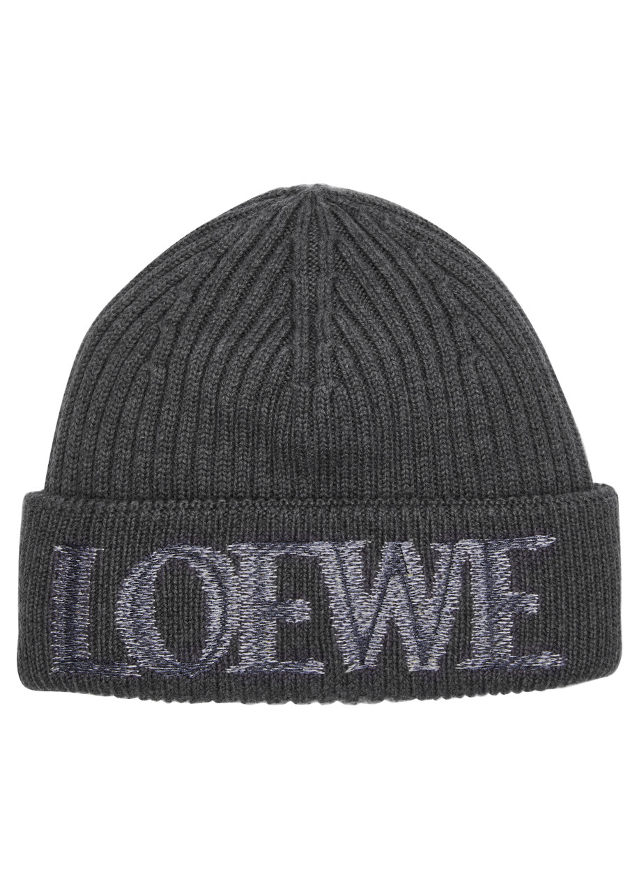 ハット Loewe Wool Beanie With Ribbed Texture LOEWE Logo-embroidered ribbed wool beanie | Harvey Nichols