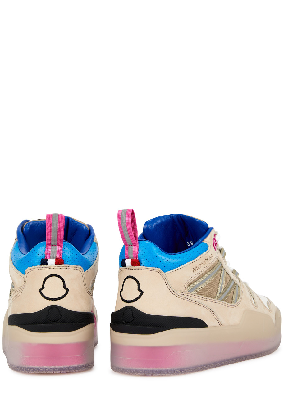 MONCLER Pivot panelled nubuck hi-top sneakers | Harvey Nichols MONCLER Pivot panelled nubuck hi-top sneakers | Harvey Nichols