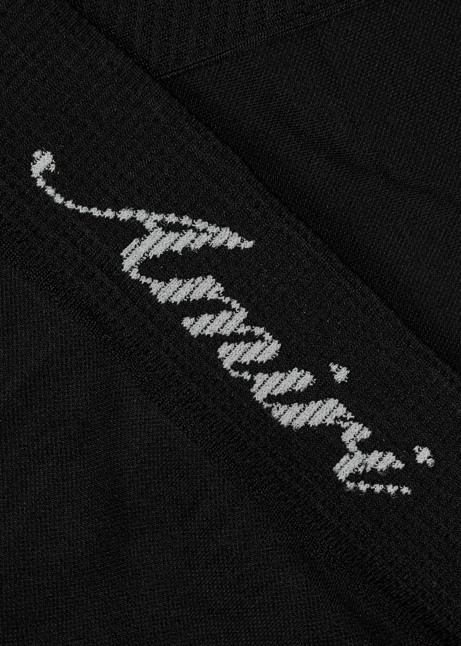 Black Logo-jacquard stretch-knit leggings, Amiri