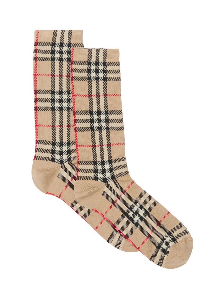 BURBERRY Vintage check intarsia cotton cashmere blend socks