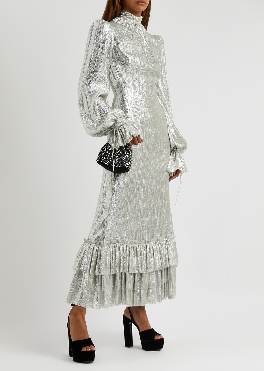 Her lip to pleated wool blend long dress - ワンピース