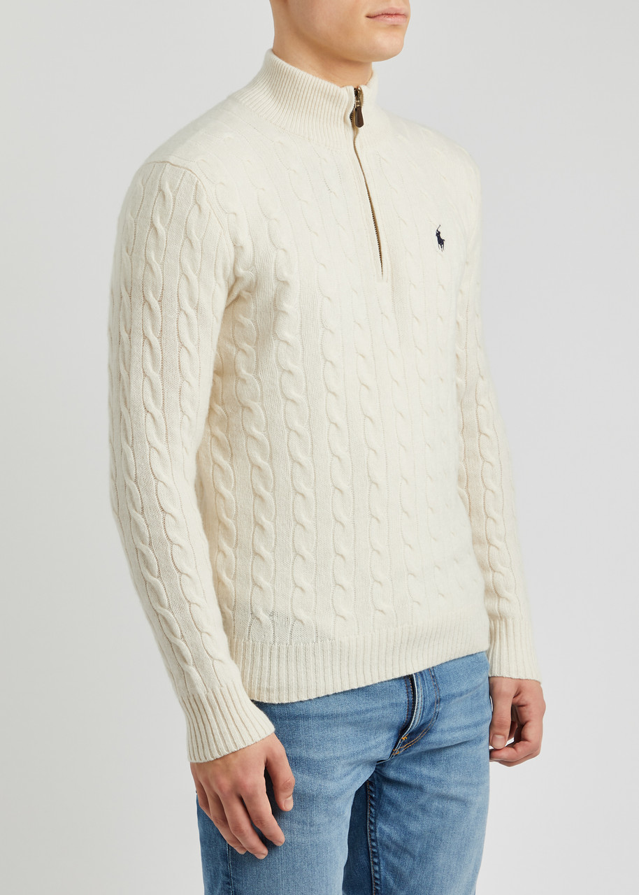 POLO RALPH LAUREN Half-zip cable-knit wool-blend jumper | Harvey Nichols