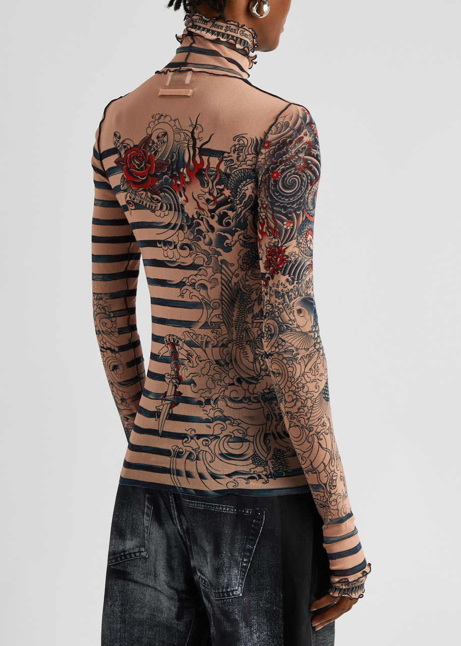 Marin' Tattoo Embroidered Tulle Bra & Shorts By Jean Paul Gaultier For La  Perla