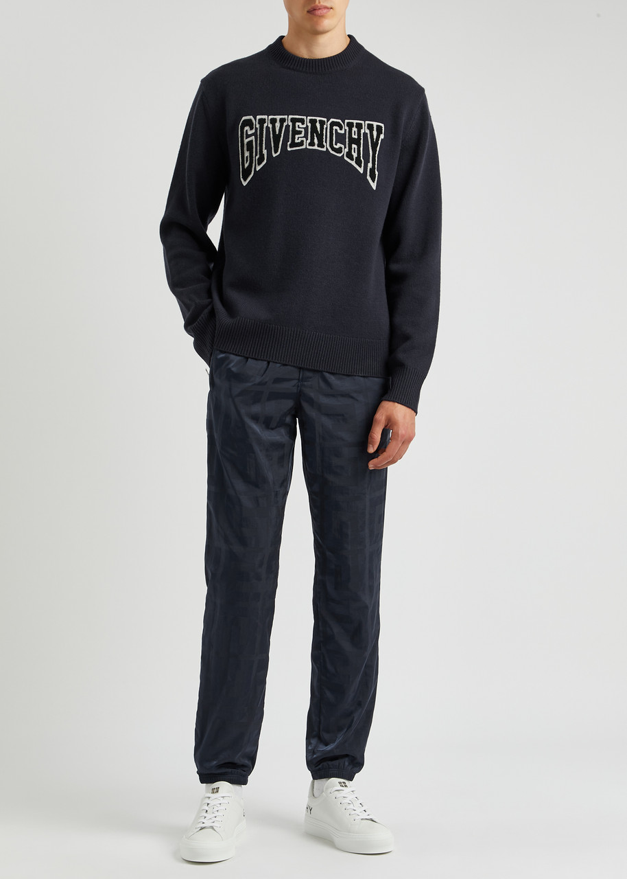 Givenchy Monogram-jacquard Shell Track Pants, Navy, 46